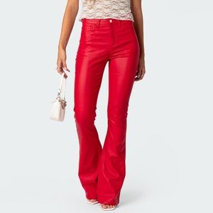 Edikted red leather pants size S